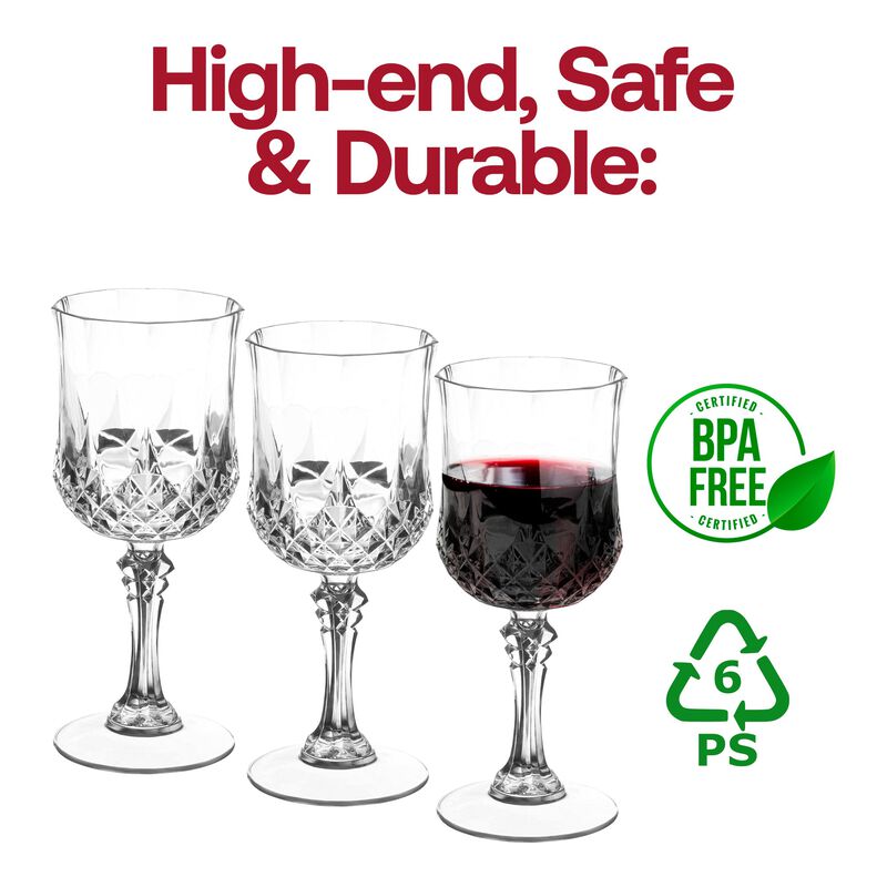8 oz. Crystal Cut Plastic Wine Glasses (48 Glasses) image number 5