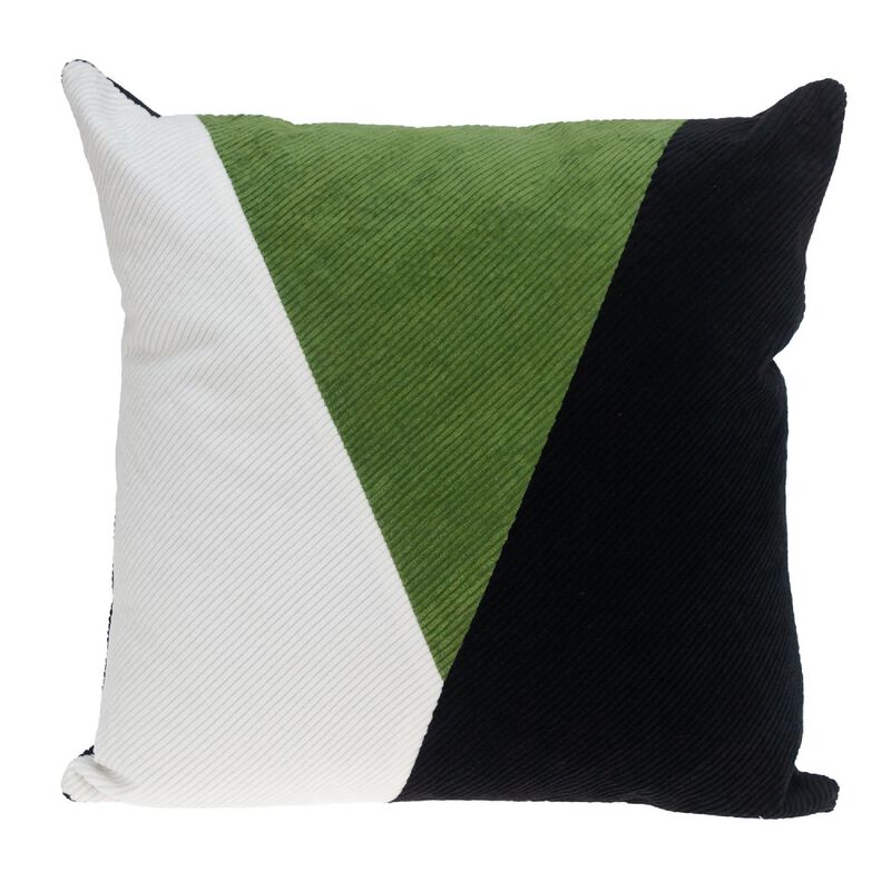 20" Moss Green and Black Color Block Square Throw Pillow