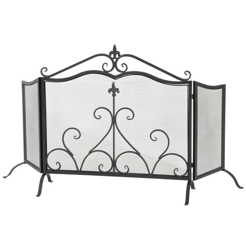 Christopher Knight Home Savva Mid-Century Modern Iron 3-Panel Fireplace Screen image number 4
