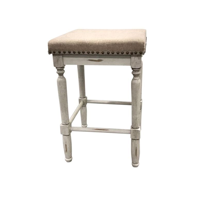 Carolina Living Biltmore Saddle Barstool - Set of 2 - Sand - Beige Upholstery