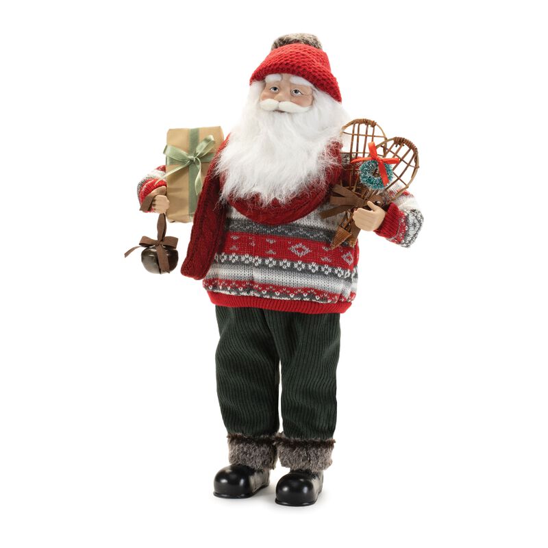 Ski Santa Figurine with Snow Shoes – Festive Christmas Decoration for Tabletop, Mantel, or Holiday Display