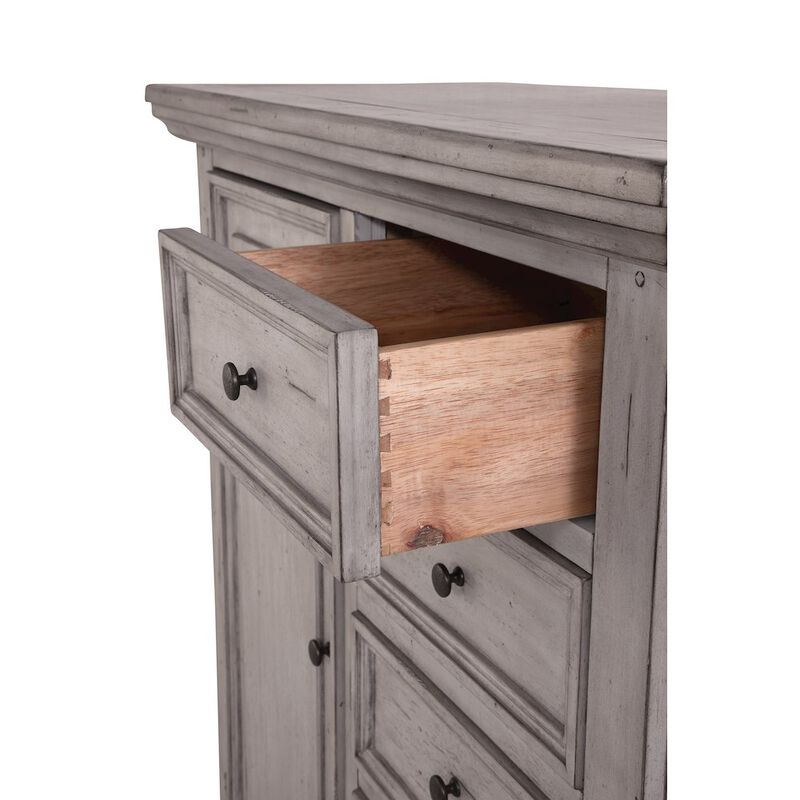 American Woodcrafters Stonebrook Gentleman's Chest - Light Distressed Antique Gray