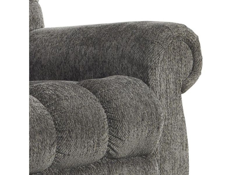 Upholstered Metal Frame Power Lift Recliner with Tufted Seat and Back, Gray-Benzara
