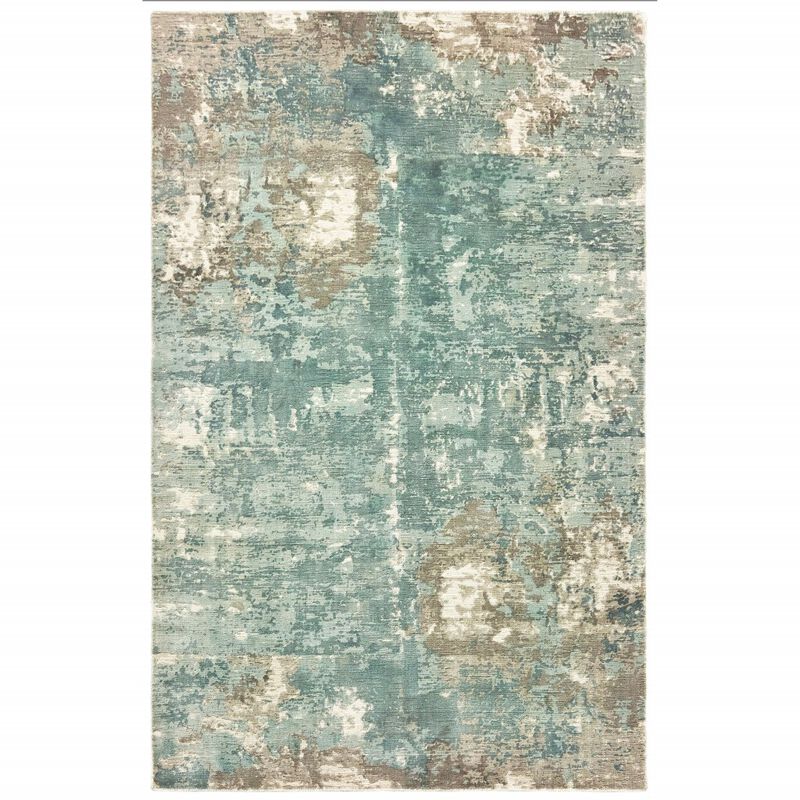 6 X 9 Blue And Gray Abstract Pattern Indoor Area Rug