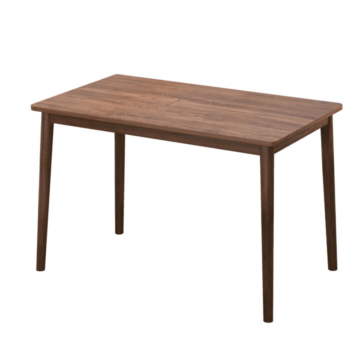Dining Table Retro Rectangle Table Solid Rubber Wood Rustic Furniture for Kitchen Dining Room Walnut Color