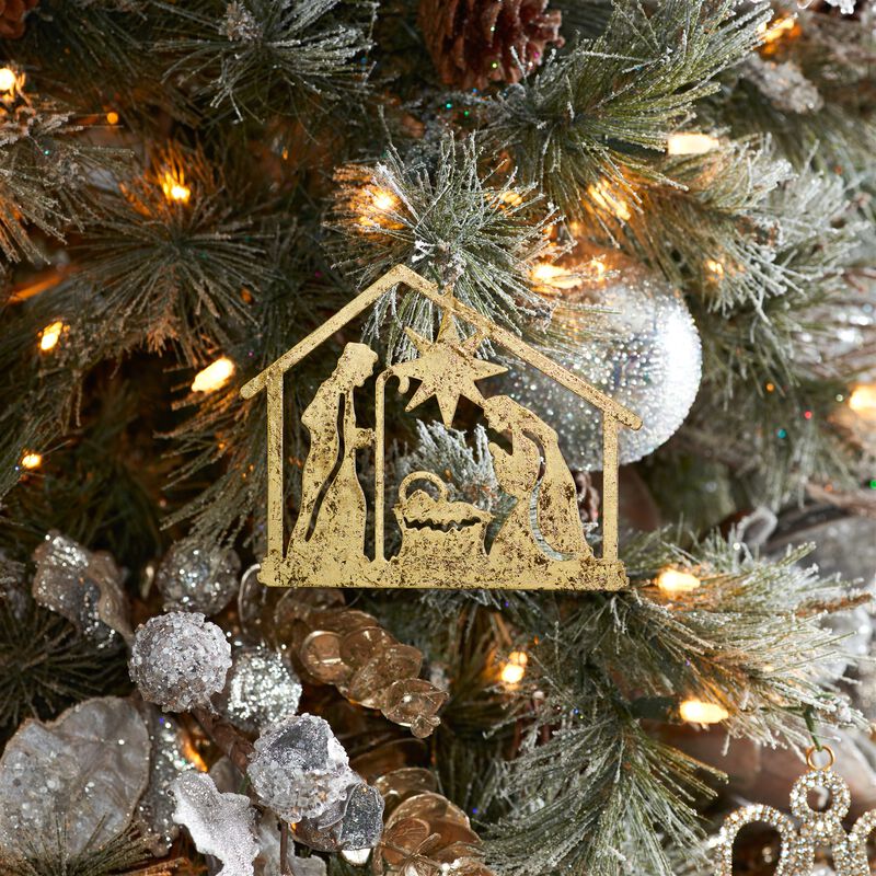 Set of 12 Metal Holy Family Cut Out Ornaments – Classic Religious Ornaments