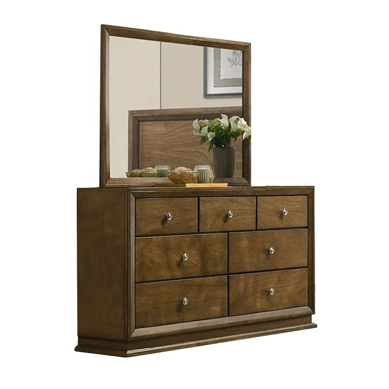 Rouk 5pc Queen Bedroom Set, Walnut Brown Wood, Bronze, 2 Nightstands image number 4