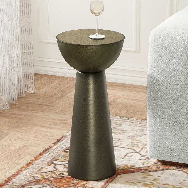 Surrey Contemporary Modern 12 inch Wide Metal Side Table in Antique Gold, Fully Assembled
