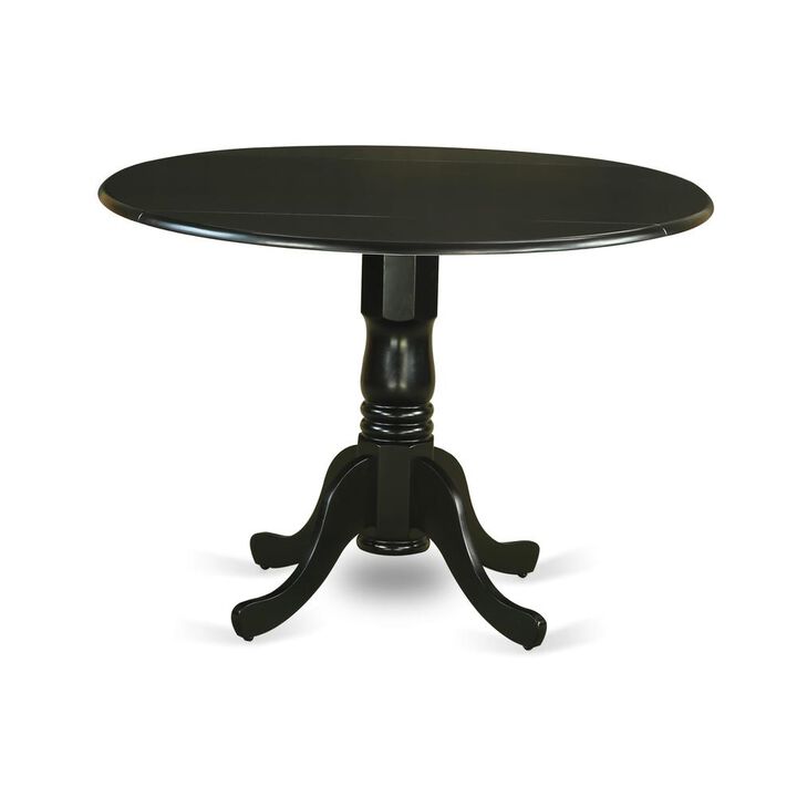 East West Furniture Dublin  Round  Table  with  two  9  Drop  Leaves  -  Black  Finish