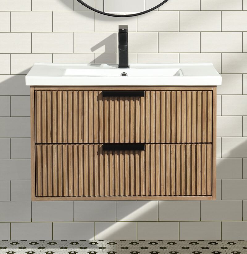 Diego 30" Floating Bathroom Vanity Weathered Fir image number 6