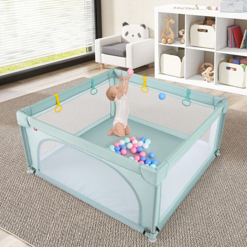 Hivvago Large Kids Activity Center Baby Playpen for Toddlers with 4 Pull Rings