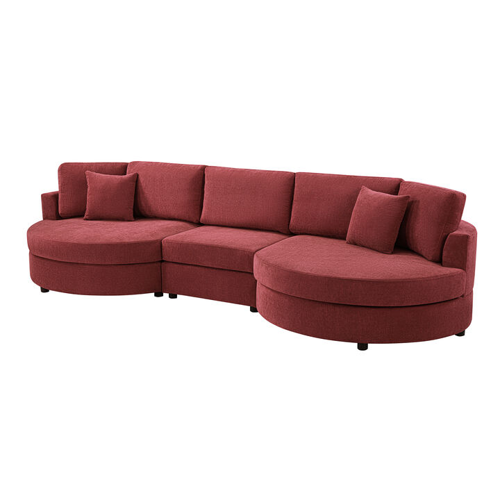 Merax Curved Chenille Upholstered Sofa with Matching Pillows