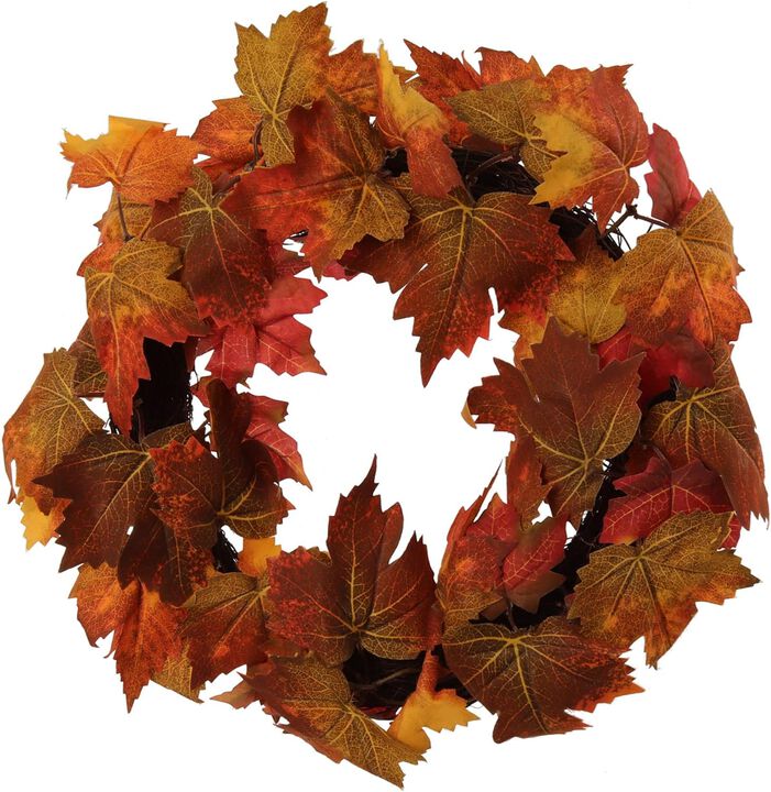 Premium 16-Inch Maple Wreath: Fall Decor with Lifelike Details | Autumnal Accents for Home and Office | Seasonal Wreath for Stunning Harvest Displaysv