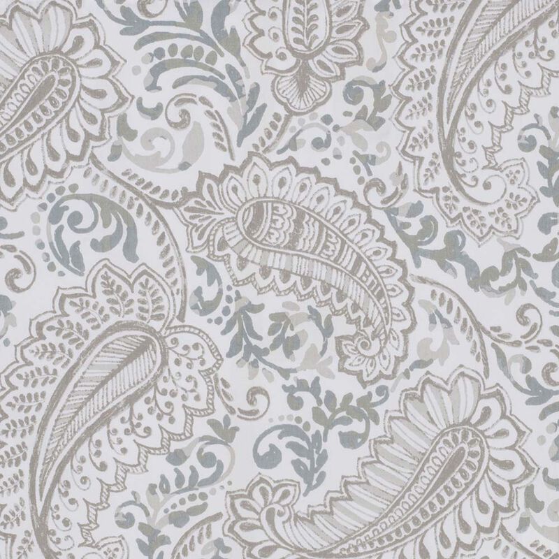 Ellis Shannon Printed Paisley Pattern on Cotton Fabric Tailored Tiers 1.5" Rod Pocket 50"x36" Natural