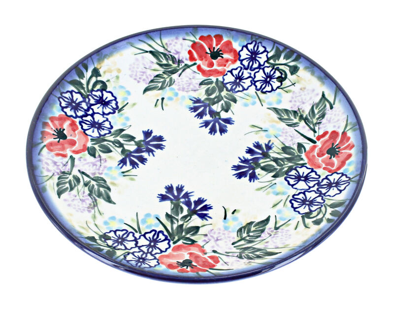 Blue Rose Polish Pottery Winter Forest Dessert Plate