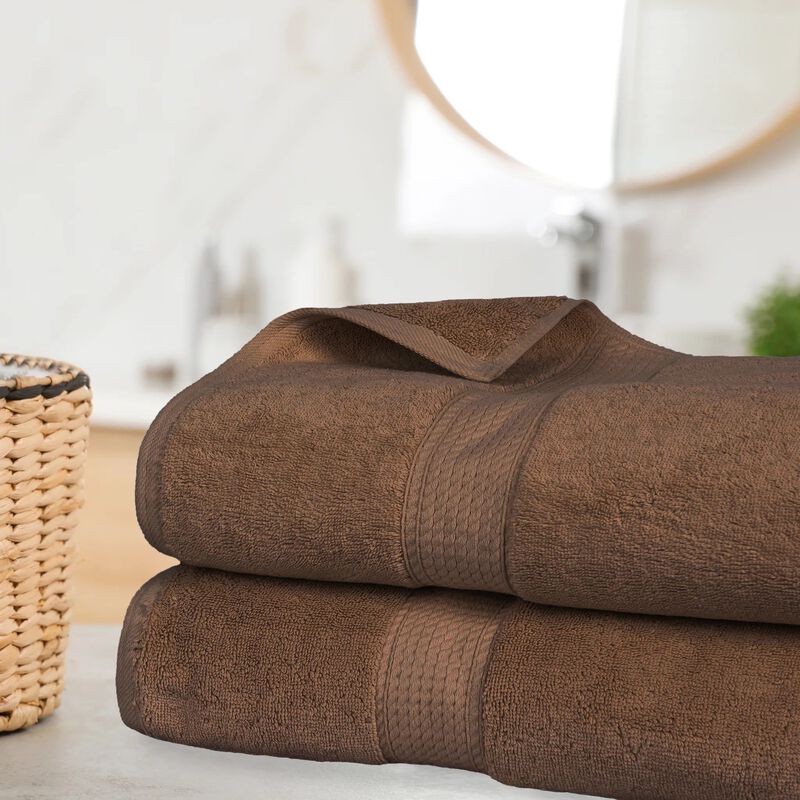 Egyptian Cotton Plush Bath Sheet Set of 2, Soft Absorbent Towels image number 1