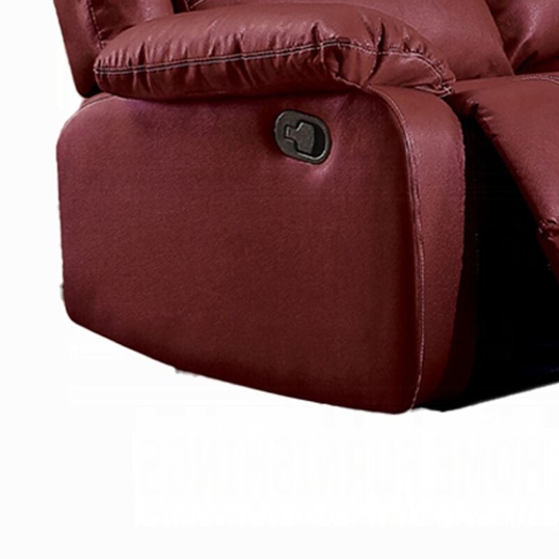 Zuru Motion Manual Recliner Sofa, 3 Seater, Plush Red Faux Leather