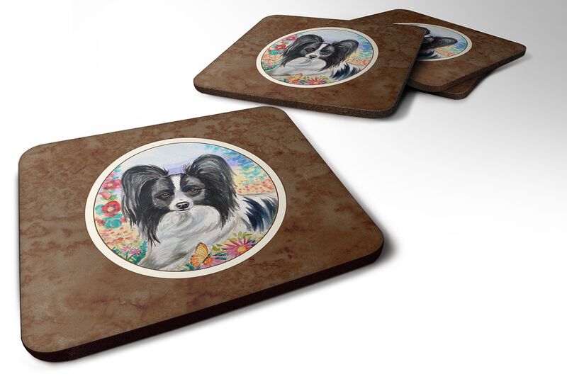 Caroline's Treasures 7273FC Papillon Foam Coasters (Set of 4), 3.5, Multicolor image number 0