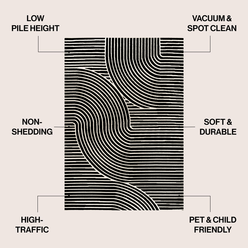 Hallie High-Low Minimalist Curve Geometric Indoor/Outdoor Area Rug