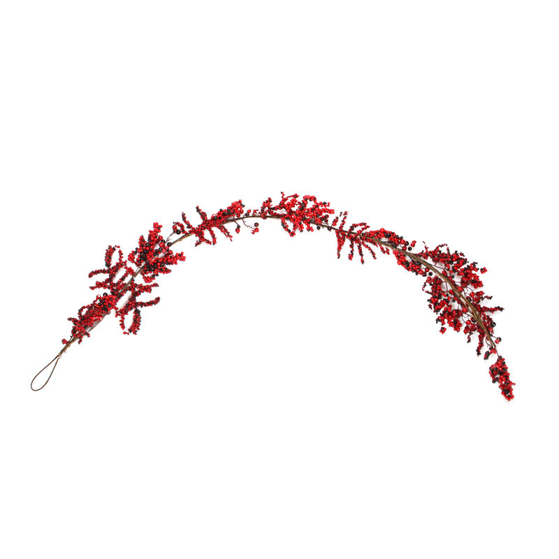 6' x 8" Burgundy Red Berry Artificial Christmas Garland- Unlit image number 0