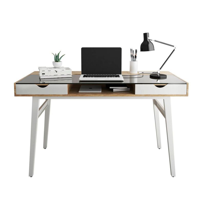 Techni Mobili Compact Computer Desk with Multiple Storage. Color: Walnut