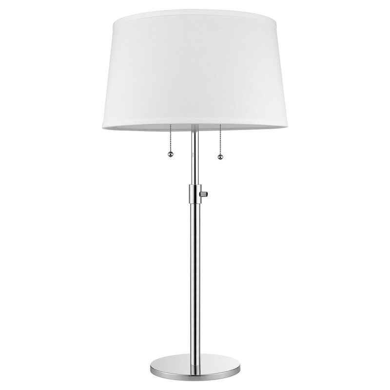 Hivvago 31" Silver Metal Two Light Adjustable Table Lamp With White Empire Shade
