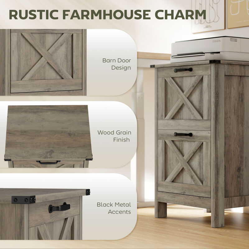 Hivvago Rustic 2-Drawer Vertical Filing Cabinet for Home or Office image number 3