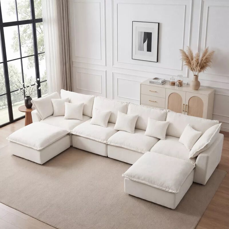 Vipbear 170 Inch Oversized Modular U Shaped Sectional Sofa with Movable Ottoman, Extra Deep Seats image number 6