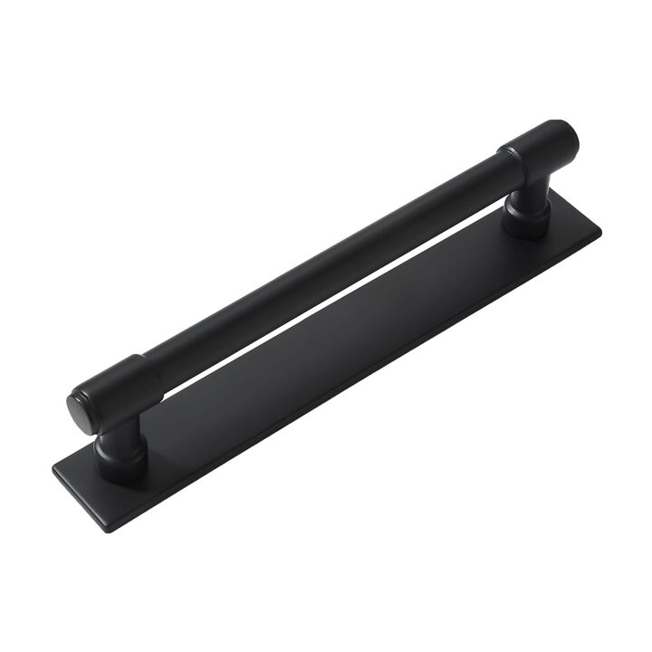 khtumeware 5 Pack 6 Inch(152 mm Center to Center Black Cabinet Pull Backplate with Base Plate Zinc Solid Matte Black Kitchen Cab