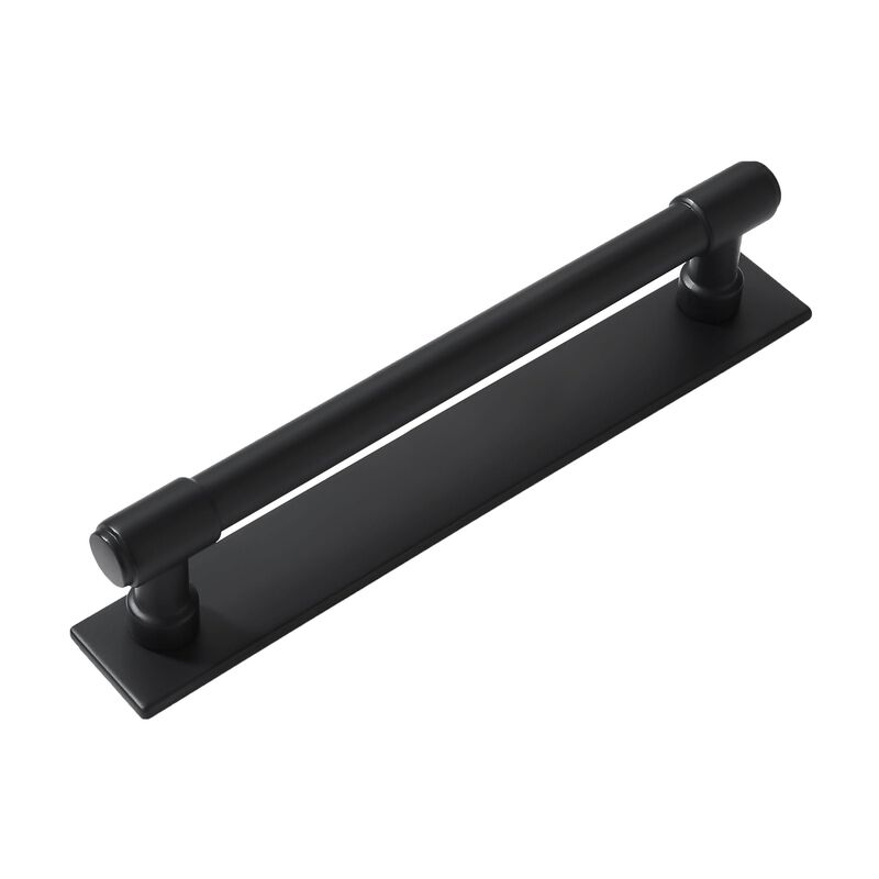 khtumeware 5 Pack 6 Inch(152 mm Center to Center Black Cabinet Pull Backplate with Base Plate Zinc Solid Matte Black Kitchen Cab