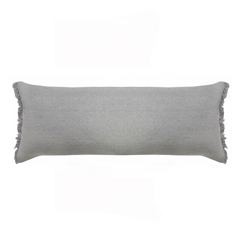 36" Gray Solid Fringe Lumbar Throw Pillow image number 1