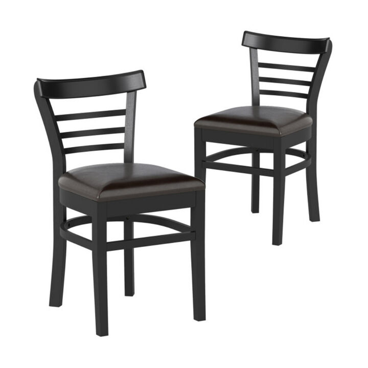 Wooden Dining Chair Set of 2 with Solid Rubber Wood Legs for Restaurant