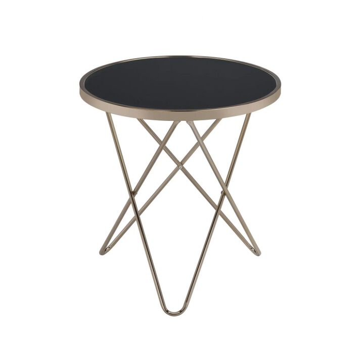 Homezia Mod Black Glass And Geo Gold End Table