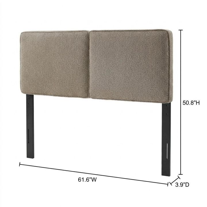 Boucle Fabric Queen Headboard in Soft Neutral with Padded Upholstery