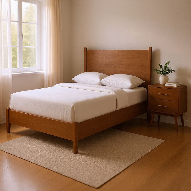 Queen Bedroom Set, Walnut Brown, Nickel Wood, 2 Piece Set with Nightstand image number 8