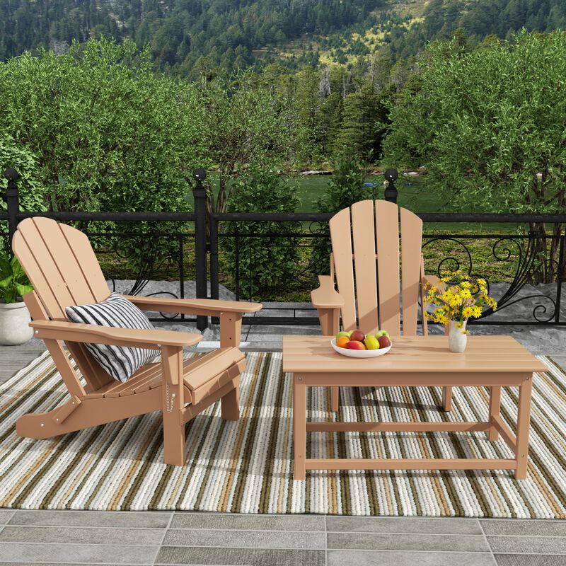 WestinTrends 3-Piece Outdoor Patio Adirondack Chair with Coffee Table Set