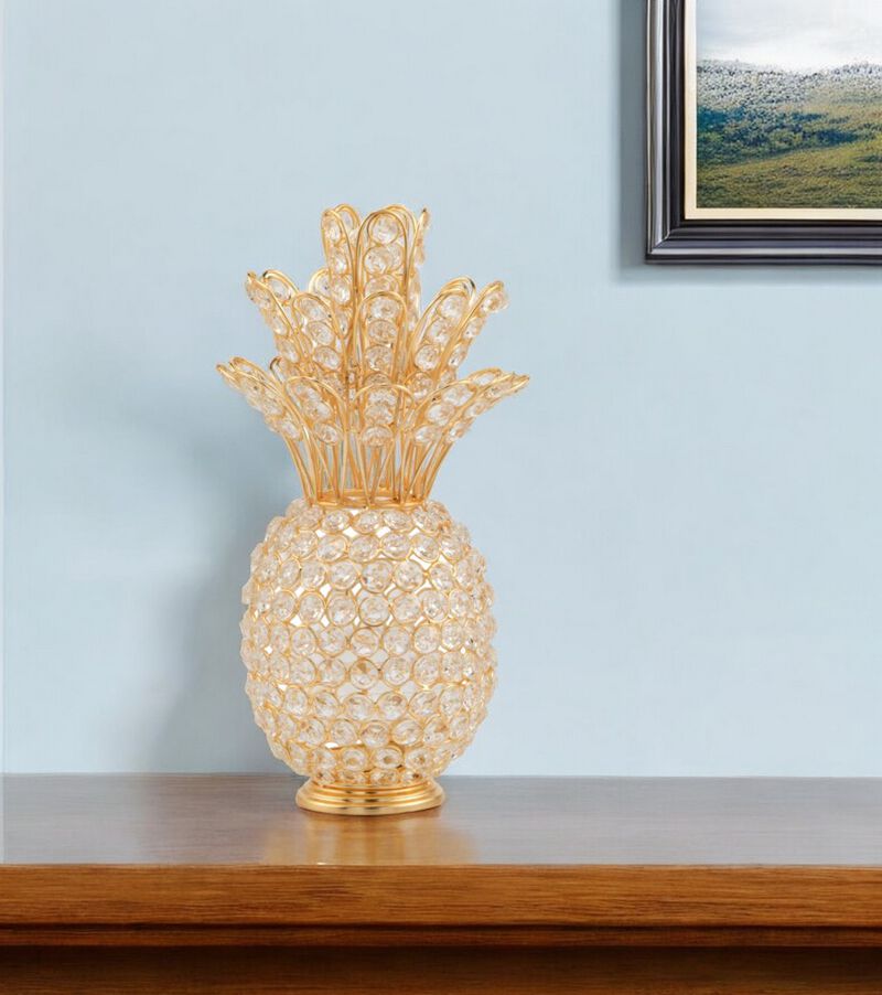 Decorative Metal Pineapple Sculpture &ndash; Tabletop, Shelf, or Centerpiece Display image number 1