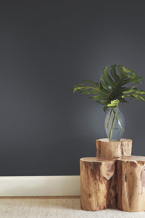 Sisal Grasscloth Black Wallpaper