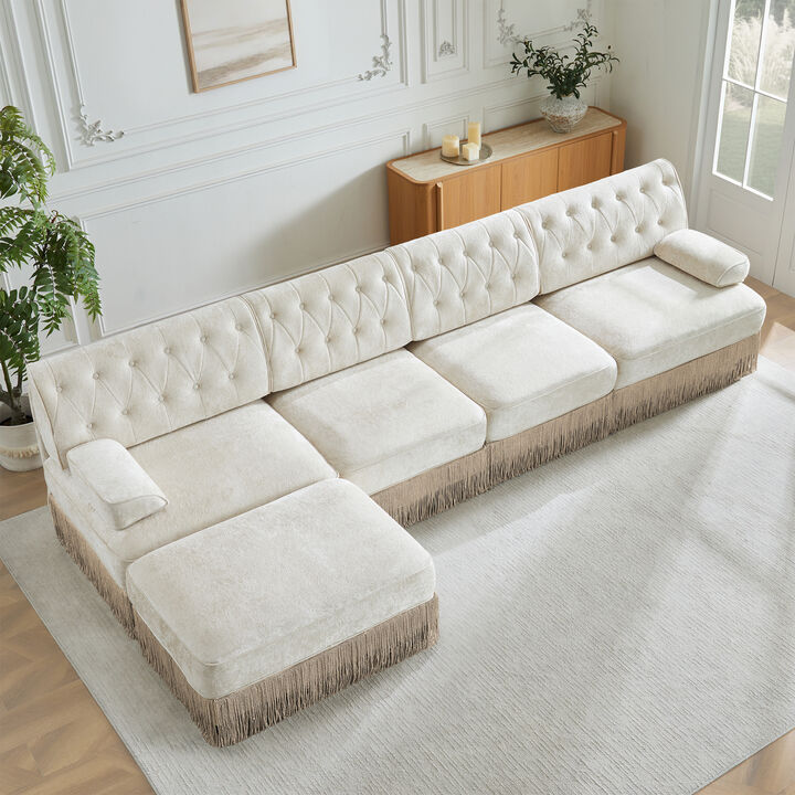 Gabwi 135" L Shaped Velvet Sectional