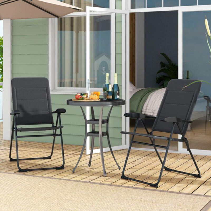 Hivvago 2 Pieces Outdoor Folding Patio Chairs with Adjustable Backrests for Bistro and Backyard