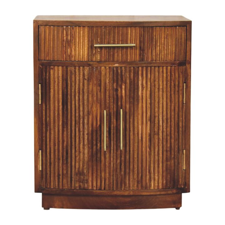 Artisan Furniture Solid Wood Milan Fluted Bedside Cabinet, Brown