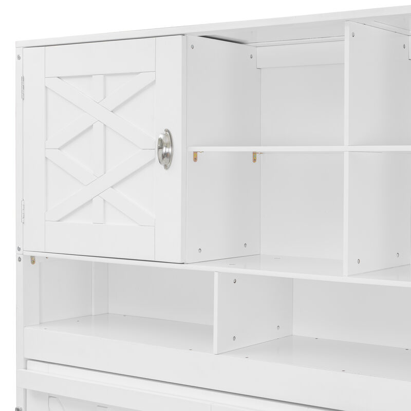 Whisen Queen Size Wall Murphy Bed with Ample Storage Space and Diamond Stripes