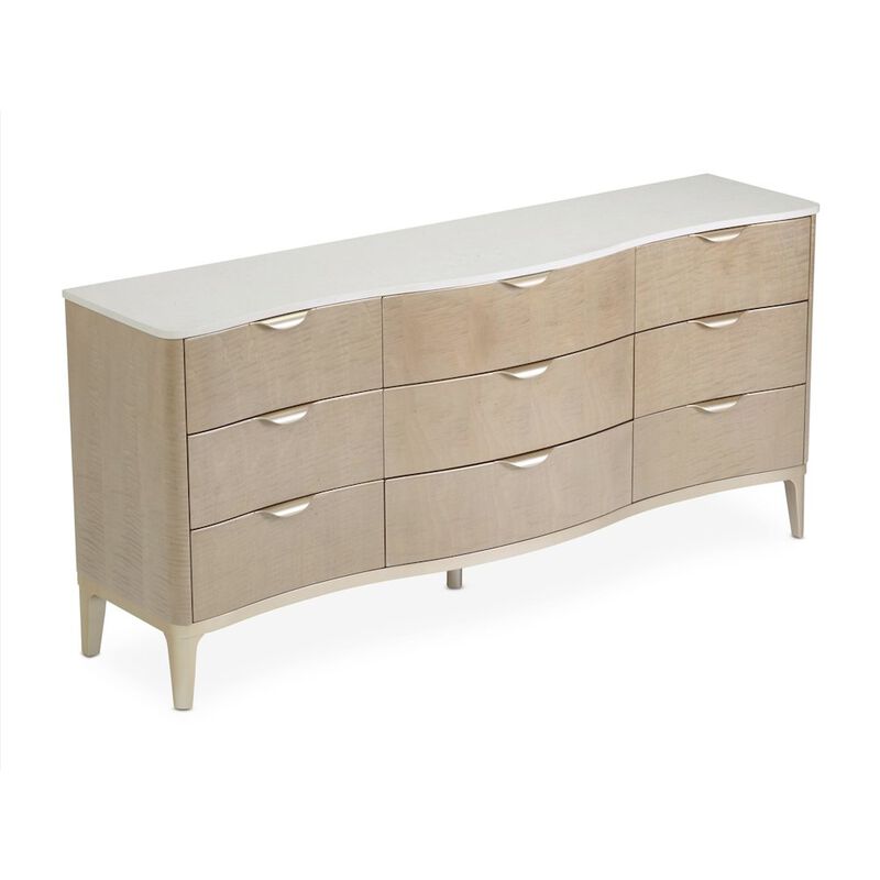 Michael Amini Malibu Crest Dresser with Mirror - Blush