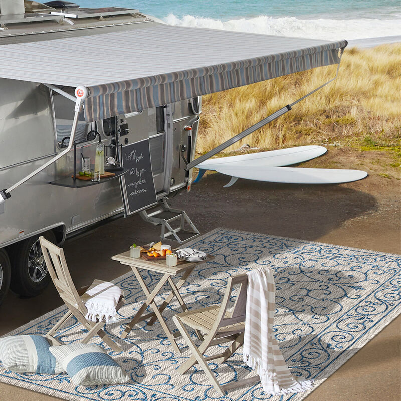 Charleston Vintage Filigree Textured Weave Indoor/Outdoor Area Rug