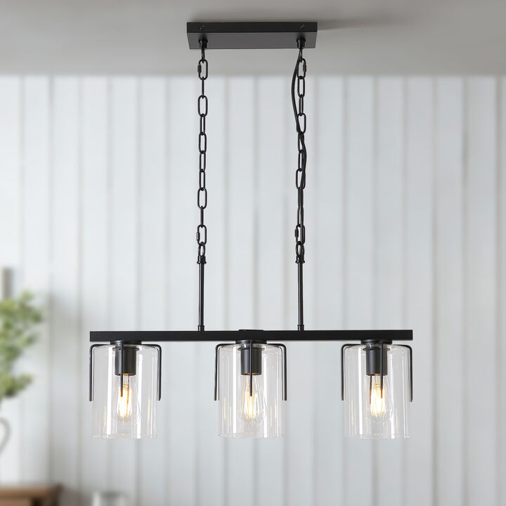 ELEMENT ACE Industrial Pendant Light with Clear Glass Shade Glare-Free Ceiling Light Fixture for Kitchen Island Dining Room Entryway Home Decor