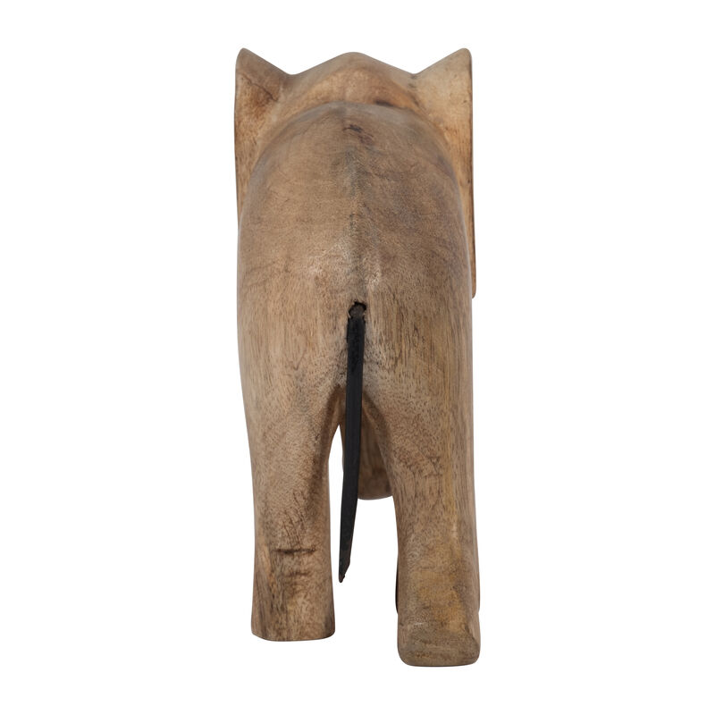 Wood 7"H Elephant Deco, Brown image number 3