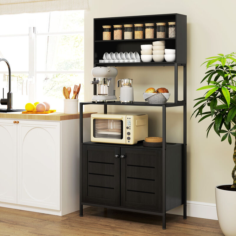 Hivvago Microwave Stand and Baker&rsquo;s Rack with Storage and Power image number 1