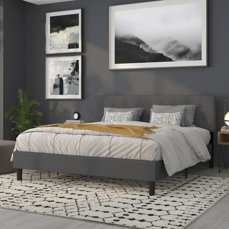 Flash Furniture Tufted Upholstered King Size Headboard in Dark Gray Fabric image number 7
