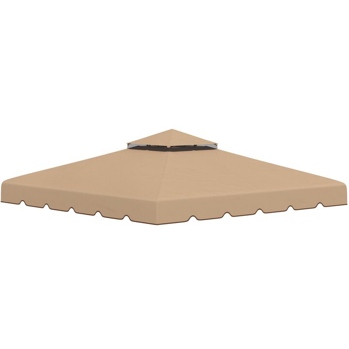 Khaki Gazebo Cover: 9.8'x9.8' Replacement Canopy with Double Vented Roof