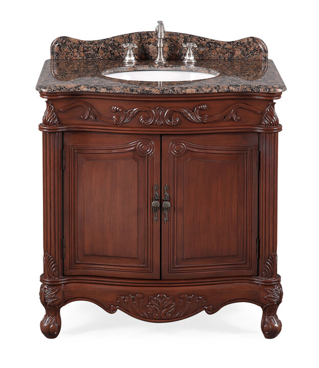 32 Inch Classic Style Medium Brown Fiesta Bathroom Sink Vanity
